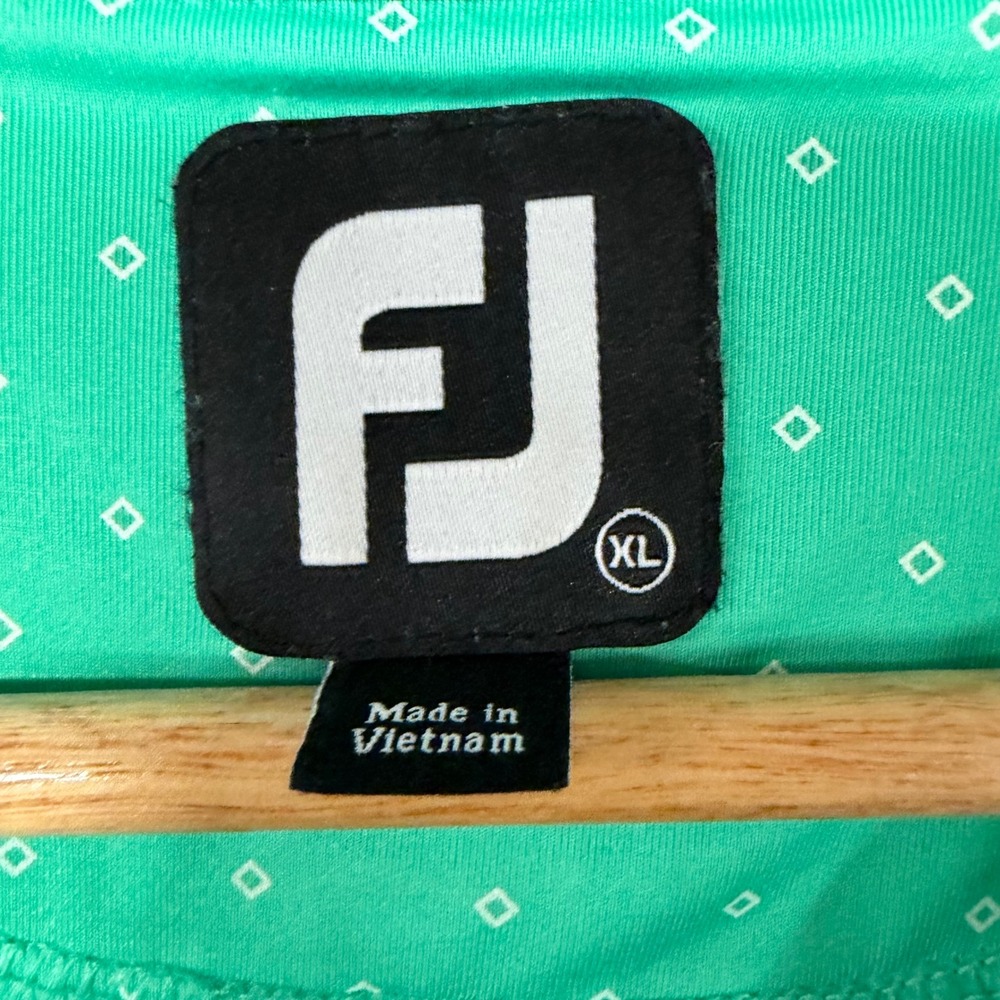 FootJoy Mens XL Green Robert Trent Jones Golf Trail Diamond Print Polo Shirt - Picture 3 of 4